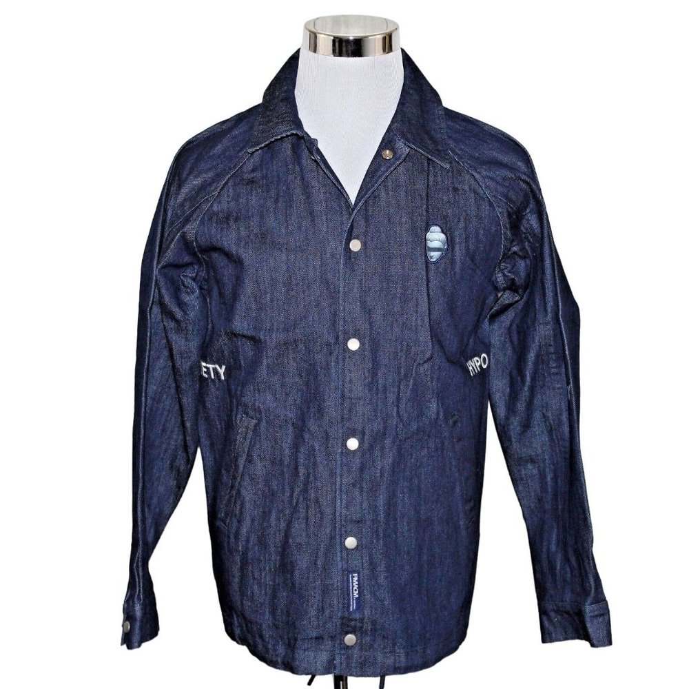 Streetwear Denim Blue Jean Large Hip Hop Embroidered Buddha Jacket Urban FMACM - Picture 2 of 11